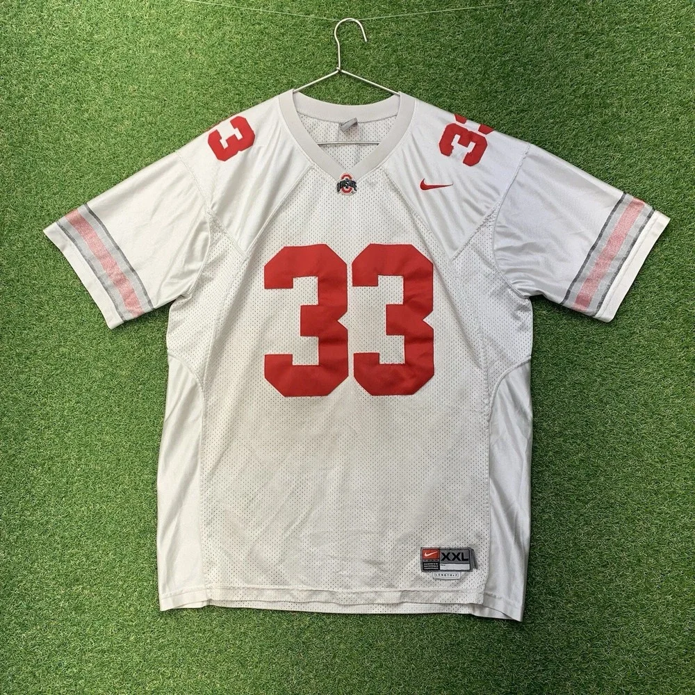 Nike Ohio State Buckeyes Jersey Mens 2XL Joe Gantz #33 Away White Faded Athletic